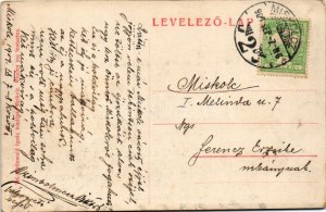 1909 Miskolc, Széchenyi utca éjjel, üzletek. Humoros montázs részeg férfiakkal. Grünwald Ignác kiadása (EK...