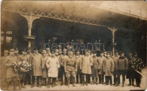 Miskolc, Tiszai pályaudvar (?), vasútállomás, első világháborús magyar katonák / WWI Austro-Hungarian K.u.k. military...