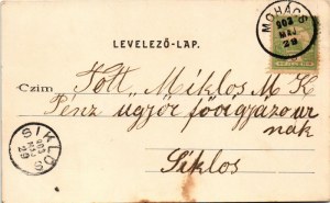 1903 Mohács, Duna part, hajóállomás, úszó vízimalom, hajómalom. Kiadja Weiser Miksa / Danube boat mill (EK...
