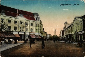 1925 Nagykanizsa, Fő tér, Stern József, Bettlheim és Guth üzlete. Vasúti Levelezőlapárusítás (kis szakadás / small tear...