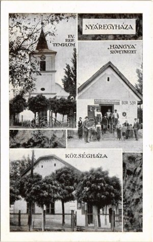 Nyáregyháza, Református templom, Községháza, Hangya szövetkezet üzlete