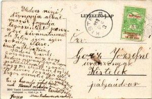 1914 Püspökladány, Kir. Járásbíróság. Vasúti levelezőlapárusítás 5643. (kis szakadás / small tear...