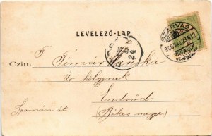1906 Szarvas, Dr. Lengyel Sándor palotája, Sámuel Adolf könyv és papír üzlete és saját kiadása. Art Nouveau (szakadás ...