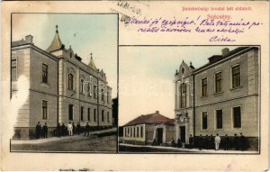 1909 Szécsény, Járásbírósági hivatal két oldalról. Glattstein Adolf kiadása (felületi sérülés / surface damage...