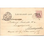 1898 Szeged, Széchenyi tér, Városháza, Városi színház, Közúti vashíd a rakparttal, Híd utca, MÁV palotája. Art Nouveau...