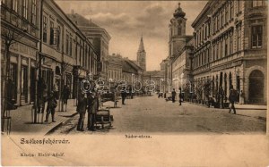 1904 Székesfehérvár, Nádor utca, Café Elite kávéház, Schwarcz Soma üzlete. Eisler Adolf kiadása (szakadás / tear...