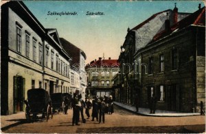 Székesfehérvár, Sas utca, szálloda és kávéház, Stern Miksa üzlete. Vasúti levelezőlapárusítás 2363. (EM...