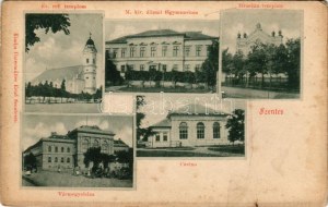 Szentes, Református templom, M. kir. állami főgimnázium, Izraelita templom, zsinagóga, Vármegyeháza, kaszinó...