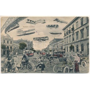 1915 Szolnok, a jövőben montázs. Faragó Sándor kiadása / in the future montage (EK)