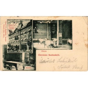 1901 Szolnok, Fodor D. Nemzeti Szálloda, kávéház és étterem, belső biliárdasztallal. Szigeti H. fényképész (szakadás ...