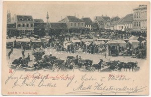 1899 Szombathely, Heti vásár, piac, Weiner József, Stirling Bódog, Deutch József és Társa üzlete. Apfel H. C. kiadása ...