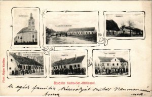 1908 Tornyiszentmiklós, Kerkaszentmiklós, Kerka-Szent-Miklós; Római katolikus templom, iskola és plébánia lak...