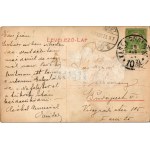 1908 Tura, Báró Schossberger kastély, Piac tér, Községháza + KASSA - BUDAPEST 10. SZ. vasúti mozgóposta bélyegző ...