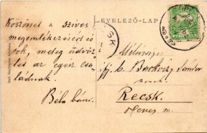 1909 Törökbálint, Tihanyi nyaraló, villa. Ifjabb Báró Barkóczy Sándornak (1896-1925) címezve...
