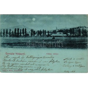 1901 Villány, látkép este holdfényben. Schwarz Manó kiadása (b)