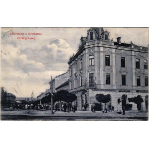1912 Zalaegerszeg, Kazinczy tér, Városháza, Heincz János, Neufeld Izidor, Garai Lipót üzlete. Breisach Sámuel kiadása ...