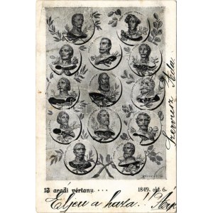 1899 Arad, 13 aradi vértanú... 1849. október 6. Kurcz és Társa, Goldfaden / The 13 Martyrs of Arad (fl...