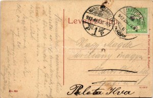 1912 Bánffyhunyad, Huedin; Református templom. Ábrahám Mórné kiadása No. 359. (W.L. ?) / Calvinist church (gyűrődés ...