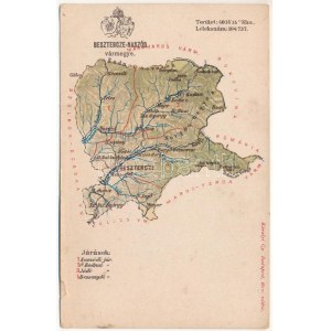 Beszterce-Naszód vármegye térképe. Kiadja Károlyi Gy. / Map of Bistrita-Nasaud county (szakadás / tear...