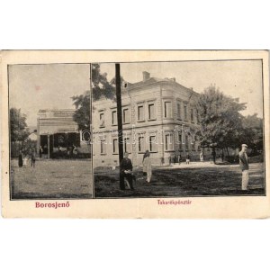 1907 Borosjenő, Borosineu, Ineu; Takarékpénztári épület, könyvnyomda. Ungár Jenő kiadása / savings bank...