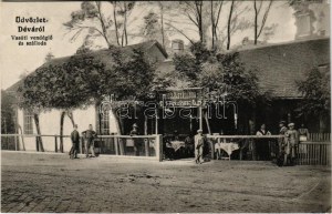 1916 Déva, Vasúti vendéglő és szálloda. Laufer Vilmos kiadása / railway restaurant and hotel (EK...