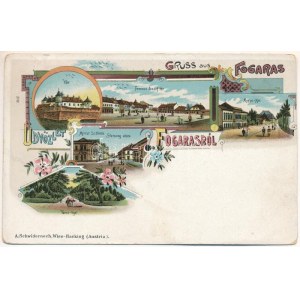 1909 Fogaras, Fagaras; vár, Ferenc József tér, Megyeháza, Mercur szálloda, Sterczing utca, Városliget. Szecessziós...
