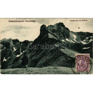 Fogarasi-havasok (Fogarasi Kárpátok), Fogarascher Karpathen, Muntii Fagarasului; Buteanu-csúcs, vadász. Jos...