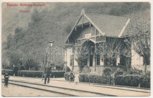 1913 Halmágycsúcs, Varfurile; vasútállomás. Moskovits Mór kiadása / railway station (ragasztónyom / glue marks...