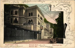 1906 Herkulesfürdő, Baile Herculane; Ferenc József udvar. Divald Károly 902. sz. / Franz-Josef-Hof / spa, bathhouse...