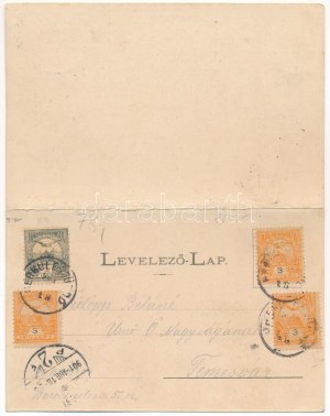 1901 Herkulesfürdő, Baile Herculane; gyógyház és gyógyliget. 2-részes kinyitható panorámalap / Cursalon, Curpark ...