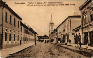 1919 Karánsebes, Caransebes; Fő utca, Csász. Kir. csapatkórház / Strada principala cu ospitalak de trupa caes. si reg. ...