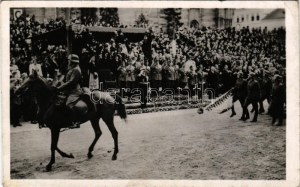 1940 Kolozsvár, Cluj; bevonulás, Horthy Miklós és Purgly Magdolna / entry of the Hungarian troops...