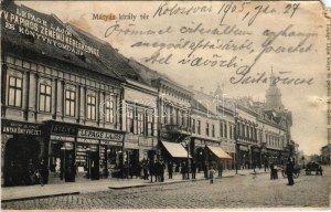 1905 Kolozsvár, Cluj; Mátyás király tér, Magyar Királyi Anyakönyvvezetőség, Stein S. és Társa, Egyed Márton, Kováts P...