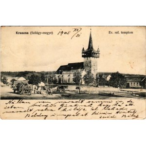 1905 Kraszna, Sz.-Kraszna, Crasna (Szilágy megye); Református templom. Korbuly Antal kiadása / Calvinist church ...