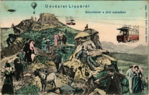 1907 Lippa, Lipova; A jövőben montázs - Solymosi vár a jövő században. Zeitler Lajos kiadása 1905. ...