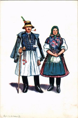 Magyar házaspár, Szilágyság. Ifj. Pataki Mihály kiadása / Hungarian folklore from Salaj, Transylvania s...