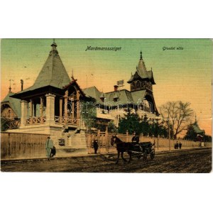 1911 Máramarossziget, Sighetu Marmatiei; Groedel villa, lovas kocsi. Báró Barkóczy Sándor (1857-1925...