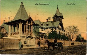 1911 Máramarossziget, Sighetu Marmatiei; Groedel villa, lovas kocsi. Báró Barkóczy Sándor (1857-1925...