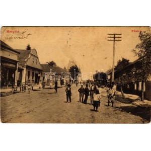 Margitta, Marghita; Fő utca, Winkler Lajos és Grosz Dávid üzlete. Fisch Lipót kiadása / main street, shops (EK...