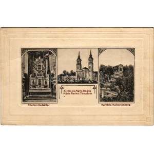 1917 Máriaradna, Radna (Lippa, Lipova); Kegytemplom, Kálvária, Főoltár. Csauscher József kiadása / pilgrimage church...