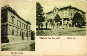 1913 Nagybánya, Baia Mare; Kir. Járásbíróság, Mándy ház és üzletek. Kovács Gyula kiadása / district court, shops (EK...