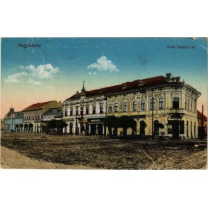 1916 Nagykároly, Carei; Deák Ferenc tér, Pucser Károly, Klein József, Janitzky Albert, Rubletzky Ignác, Kovács György...