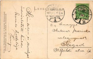 1907 Nagyszeben, Hermannstadt, Sibiu; Huetplatz und Fleischergasse / Huet tér, Mészáros utca, üzletek. G. A...