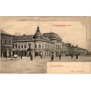Nagyvárad, Oradea; Nagypiac tér, Lloyd kávéház, Nádor üzlete. I. D.K.F.E. 27. / market square, café, shops (fl...