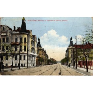 1918 Nagyvárad, Oradea; Rákóczi út, Darvasy és Gerliczy paloták. Boros Jenő kiadása / street view, palaces (Rb...