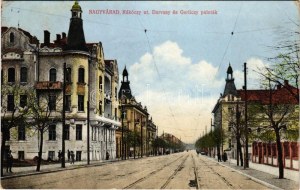 1918 Nagyvárad, Oradea; Rákóczi út, Darvasy és Gerliczy paloták. Boros Jenő kiadása / street view, palaces (Rb...