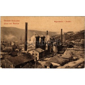 Resicabánya, Resica, Resicza, Resita; Nagyolvasztók. W. L. 1143. / Hochöfen / blast furnaces (tűnyom / pinmark...