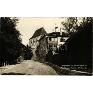 Segesvár, Schässburg, Sighisoara; Porta sub Cetate. G. Hedu / Hinterertor / városkapu / gate (szakadás / tear...