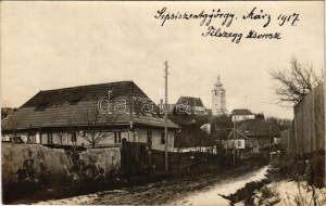 1917 Sepsiszentgyörgy, Sfantu Gheorghe; utca télen, református templom / street view in winter, Calvinist church...