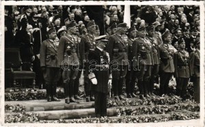 1940 Szamosújvár, Gherla; bevonulás, Horthy Miklós kormányzó, katonák / entry of the Hungarian troops, regent Horthy...